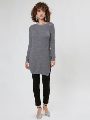 Influencer Sweater 'Tie Up' in Grey