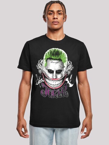 Maglietta 'Suicide Squad Joker Coloured Smile' di F4NT4STIC in nero: frontale