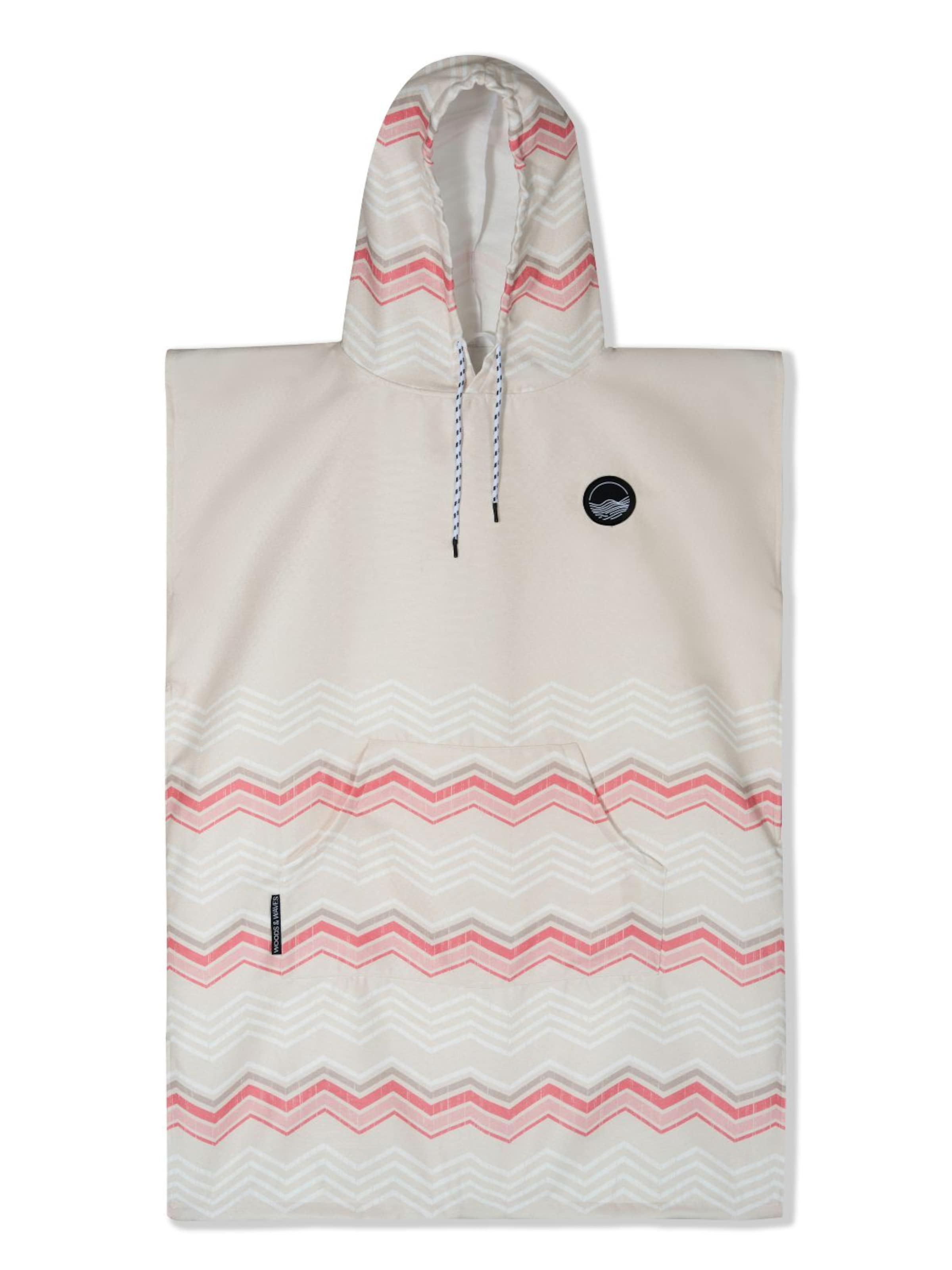 woodsandwaves Badjas kort 'Surf-Poncho' in Beige: voorkant