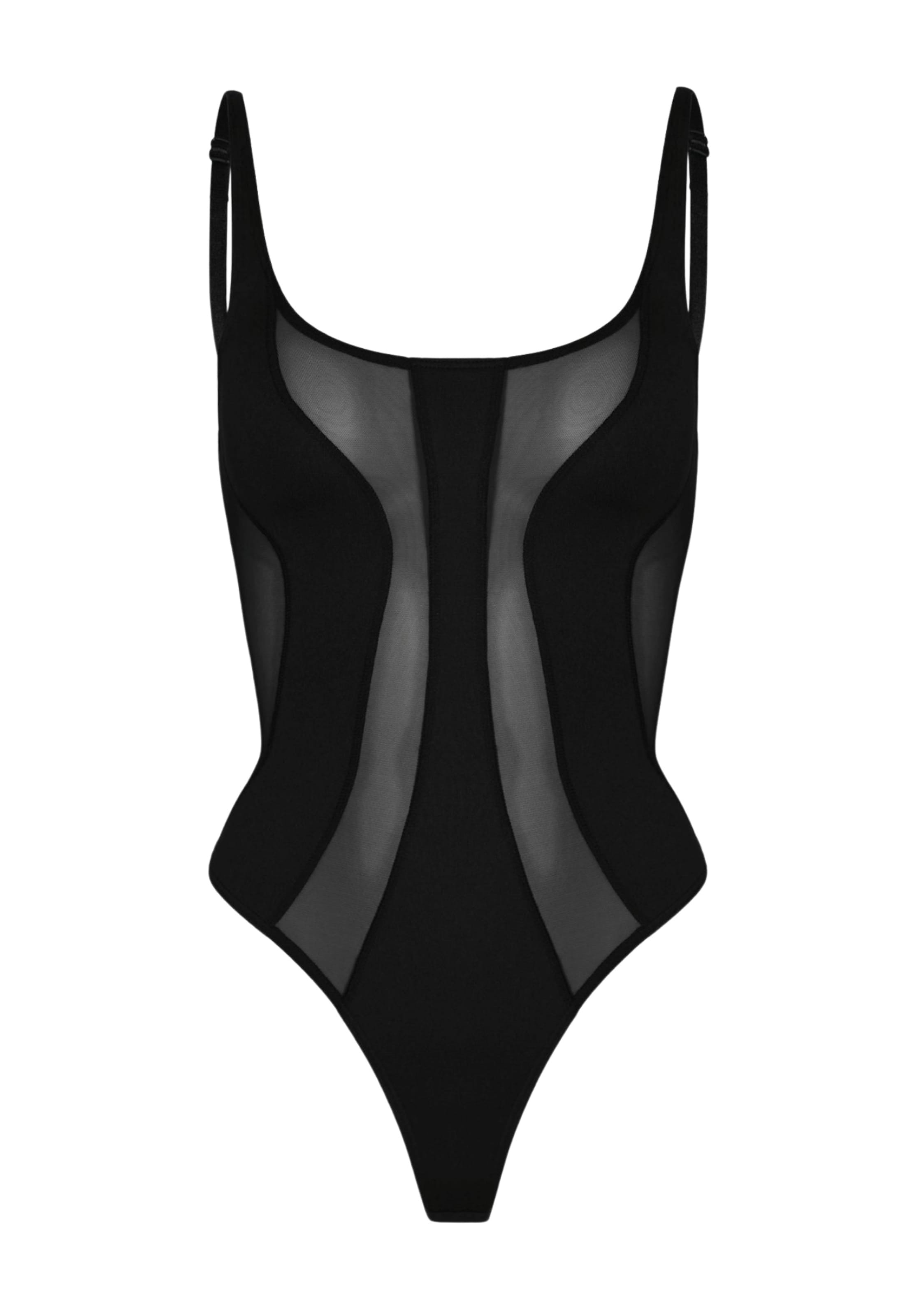 OW Collection Shirt Bodysuit 'Twist' in Black: front