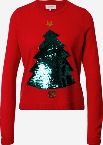 Pullover 'Xmas' di ONLY in rosso: frontale