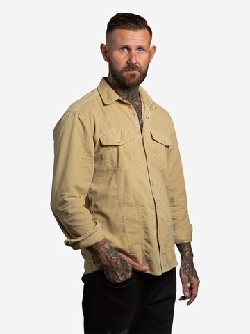 Checker Regular fit Overhemd ' Dynasty Cord ' in Beige