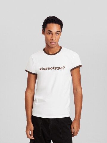 T-Shirt Bershka en blanc : devant