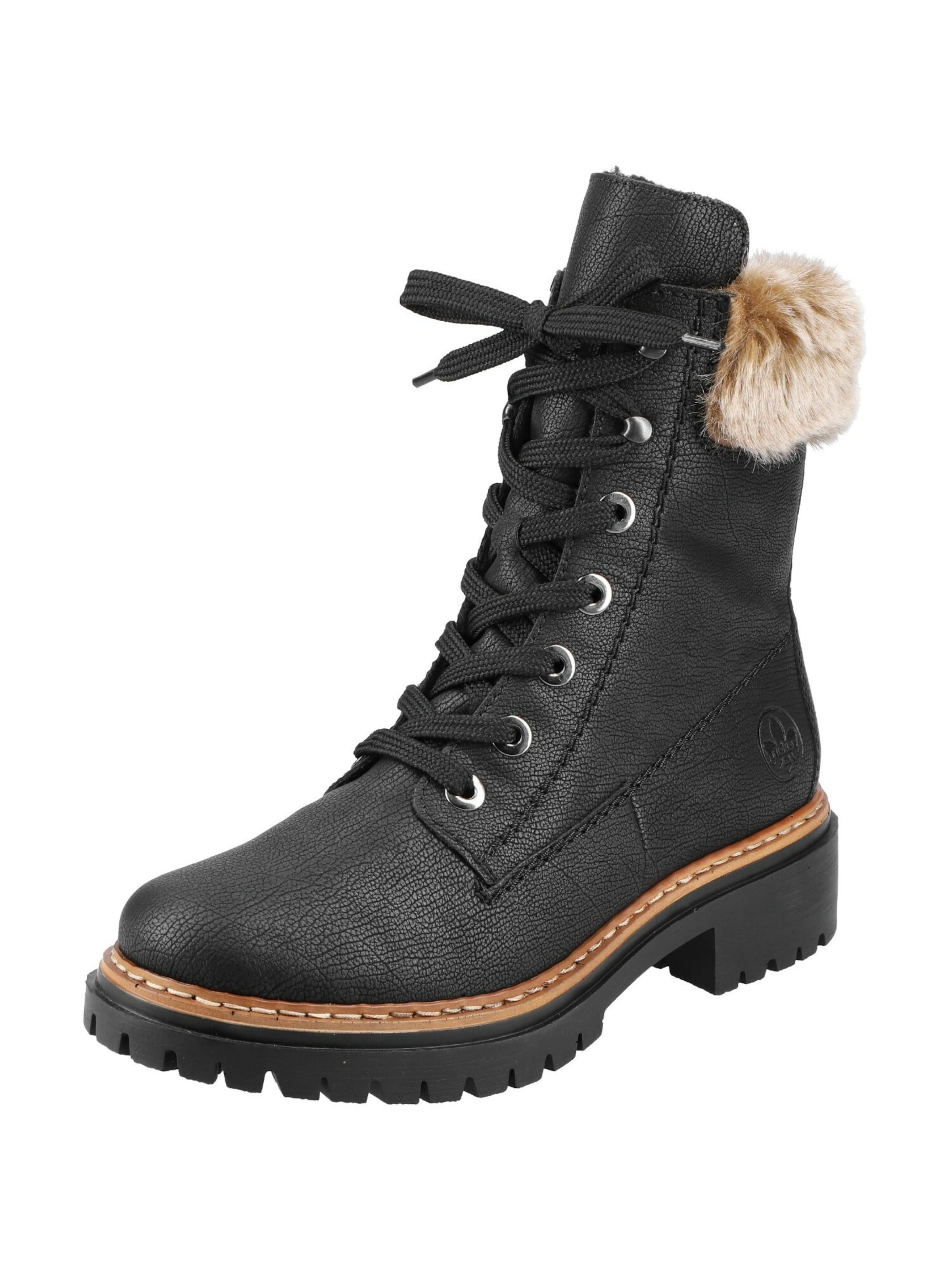 Stivaletto stringato di Rieker in nero: frontale