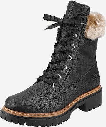 Rieker Lace-Up Ankle Boots in Black: front