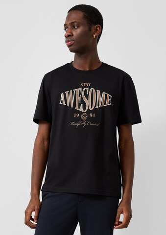 T-Shirt QS en noir : devant