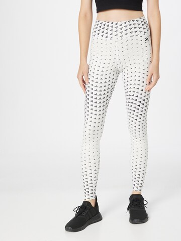 ADIDAS PERFORMANCE Skinny Sports trousers 'Train Essentials Brand Love High-Waisted ' in White: front
