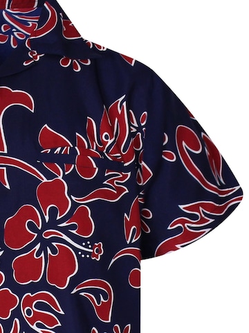 Maglietta 'Hibiscus Blue Line' di King Kameha in rosso