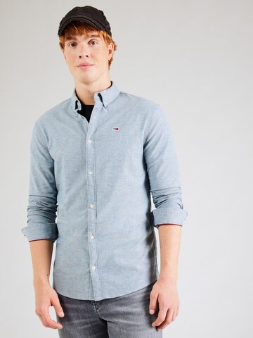 Tommy Jeans Slim Fit Hemd in Blau: Vorderseite