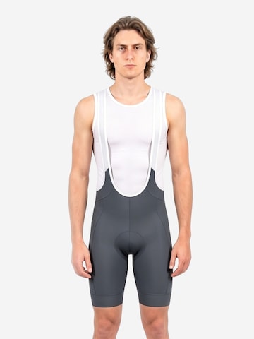 Skinny Pantalon de sport 'Wulibike Herren Radhose Bib-Shorts Grau Skin-Fit 3D-Polster 3-Taschen' WULIBIKE en gris