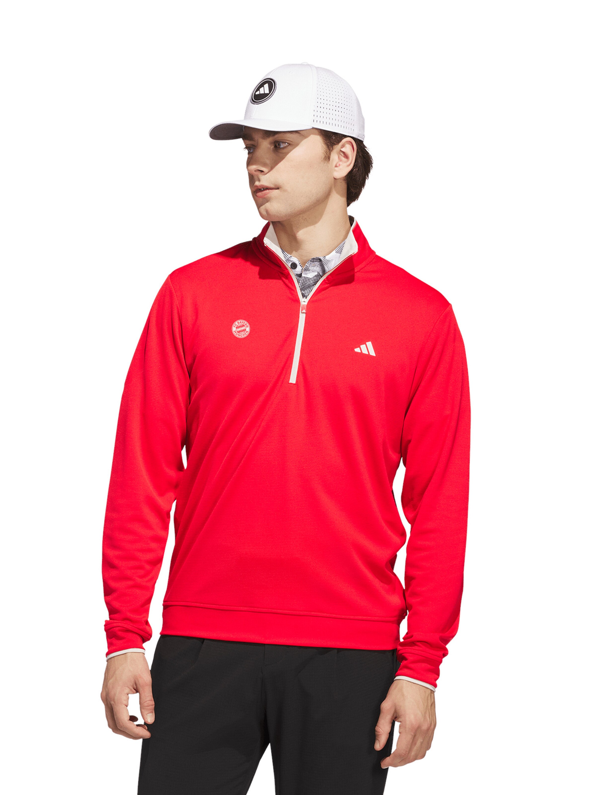 ADIDAS GOLF - Camiseta funcional 'Lightweight Half-Zip' en rojo: frente