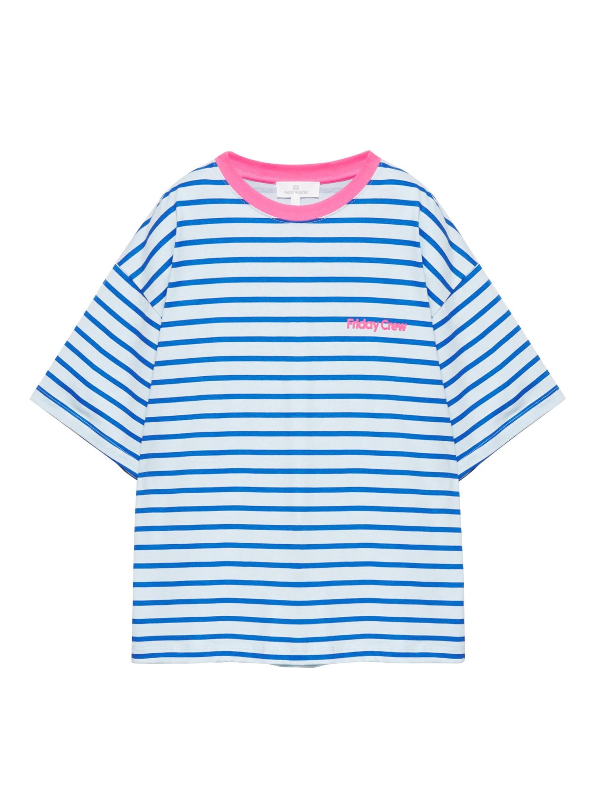Pull&Bear Тениска в синьо: отпред