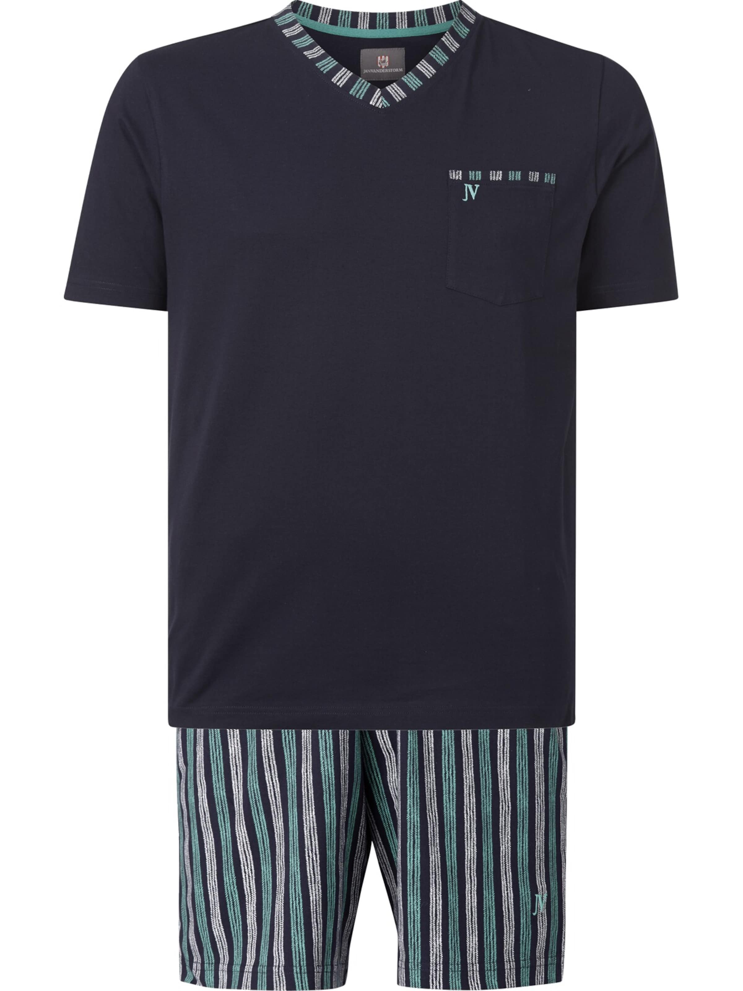 Jan Vanderstorm Kurzer Schlafanzug ' Hager ' in Blau: Vorderseite