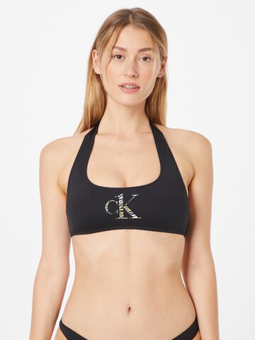 Calvin Klein Swimwear Bralette Bikini Top in Black: front
