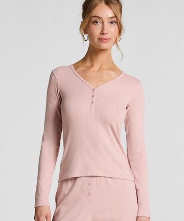 Hunkemöller Pajama shirt 'Henley' in Pink: front