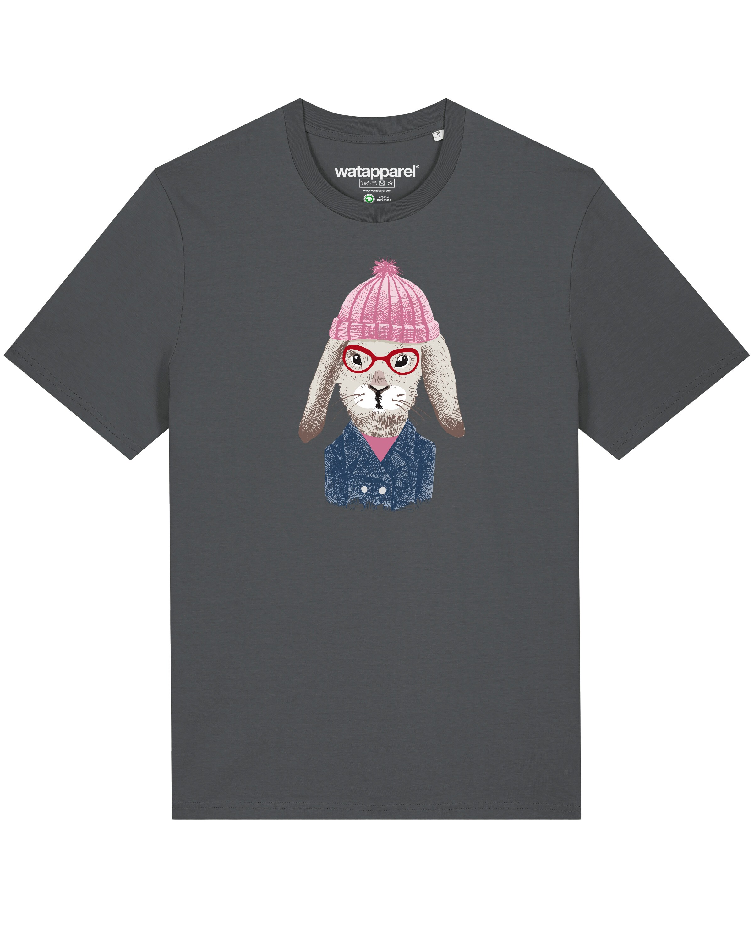 Watapparel Shirt ' Hase ' in Grau: Vorderseite