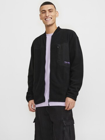 JACK & JONES Fleece Jacket in Black: front