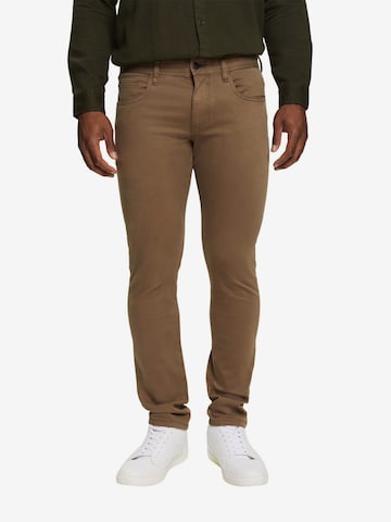 Coupe slim Pantalon chino ESPRIT en marron : devant