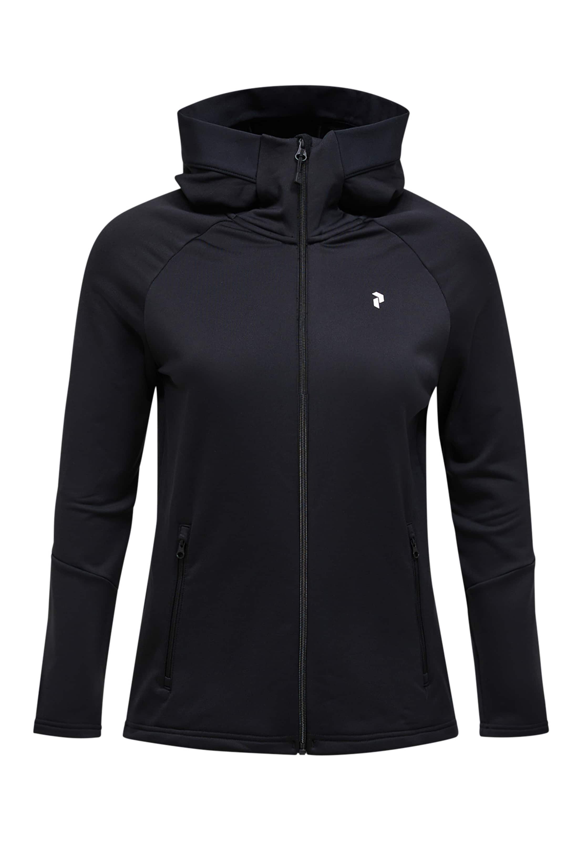PEAK PERFORMANCE Fleecejacke W Rider Essentials Midlayer Zip Hood in Schwarz: Vorderseite
