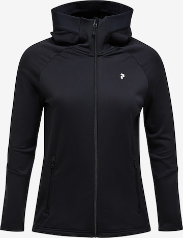 PEAK PERFORMANCE Fleecejacke W Rider Essentials Midlayer Zip Hood in Schwarz: Vorderseite