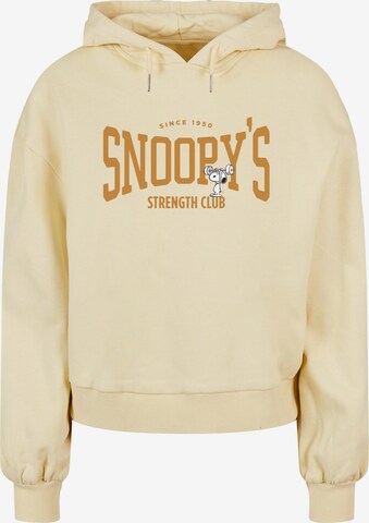 Merchcode Sweatshirt 'Peanuts - Strength club' in Geel: voorkant