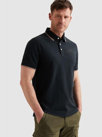 PME Legend T-shirt 'Polo shirt in piqué with artwork' i blå: framsida