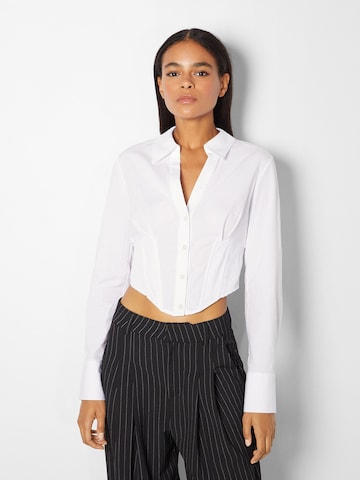 Bershka Blouse in Wit: voorkant