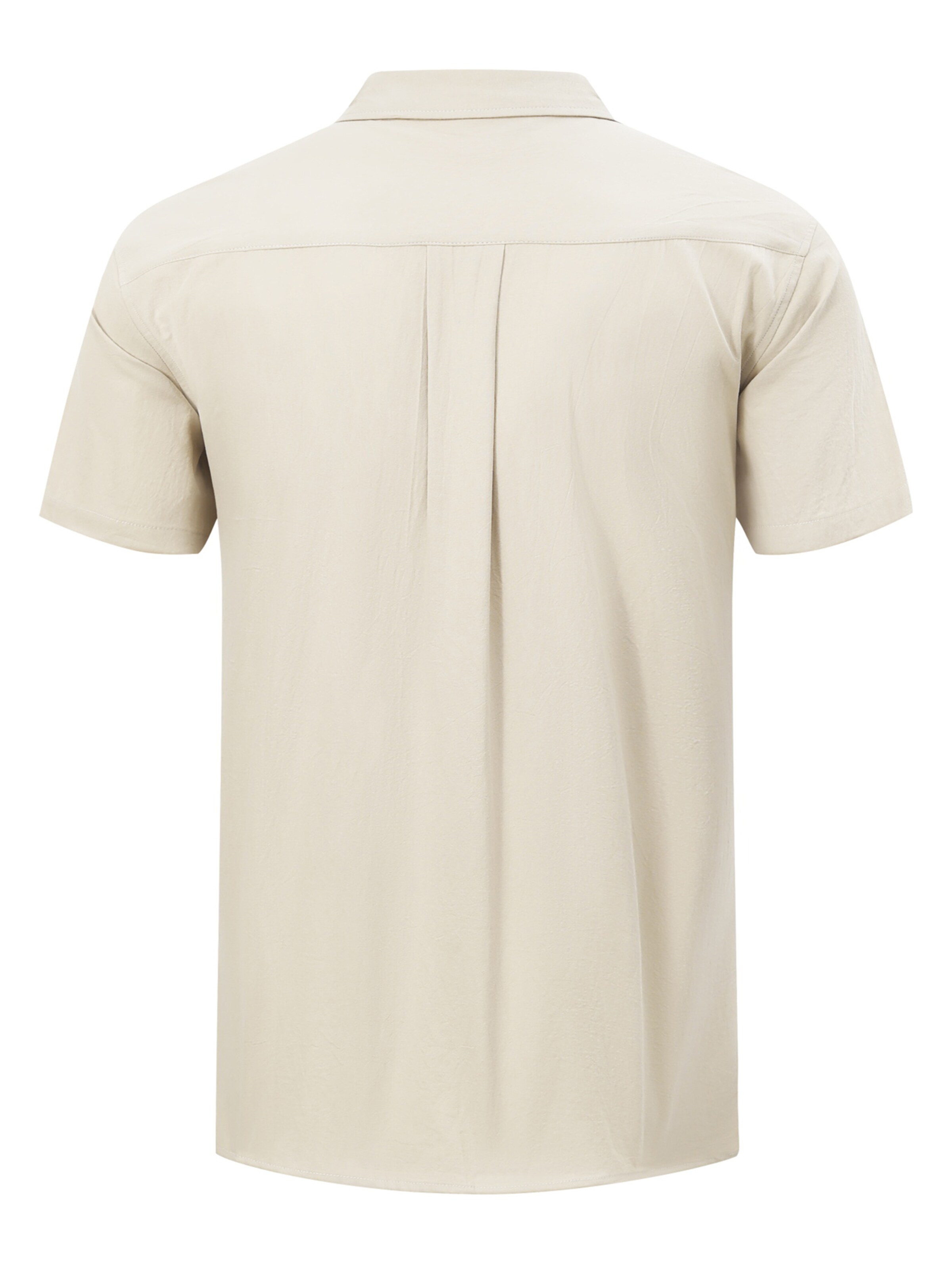 ALLTHEMEN Regular fit Button Up Shirt in Beige