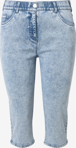 Ulla Popken Slimfit Jeans in Blauw: voorkant