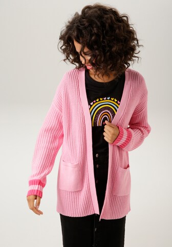 Aniston CASUAL Knit Cardigan in Pink: front