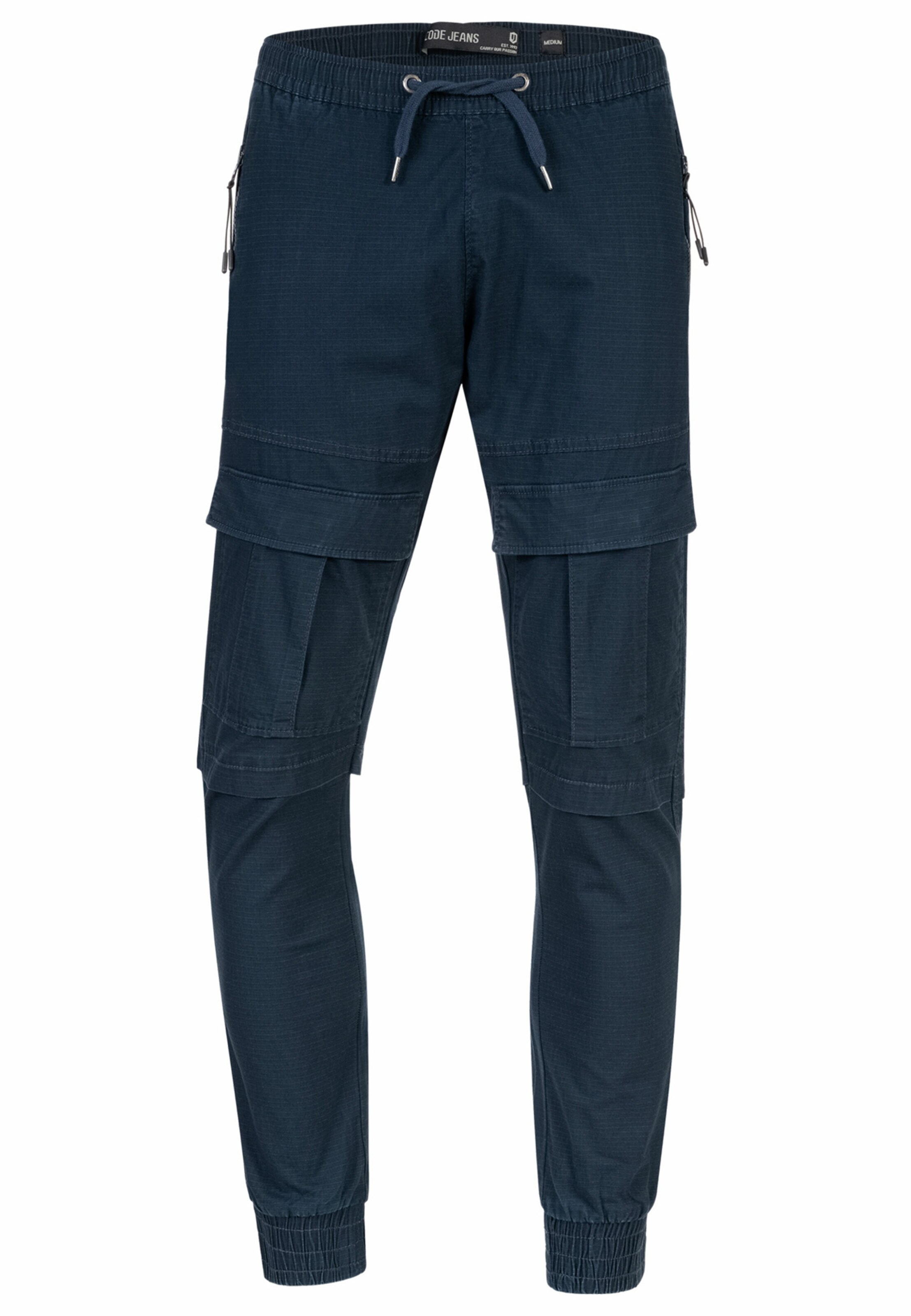 INDICODE JEANS Cargobroek 'Dennis' in Blauw: voorkant