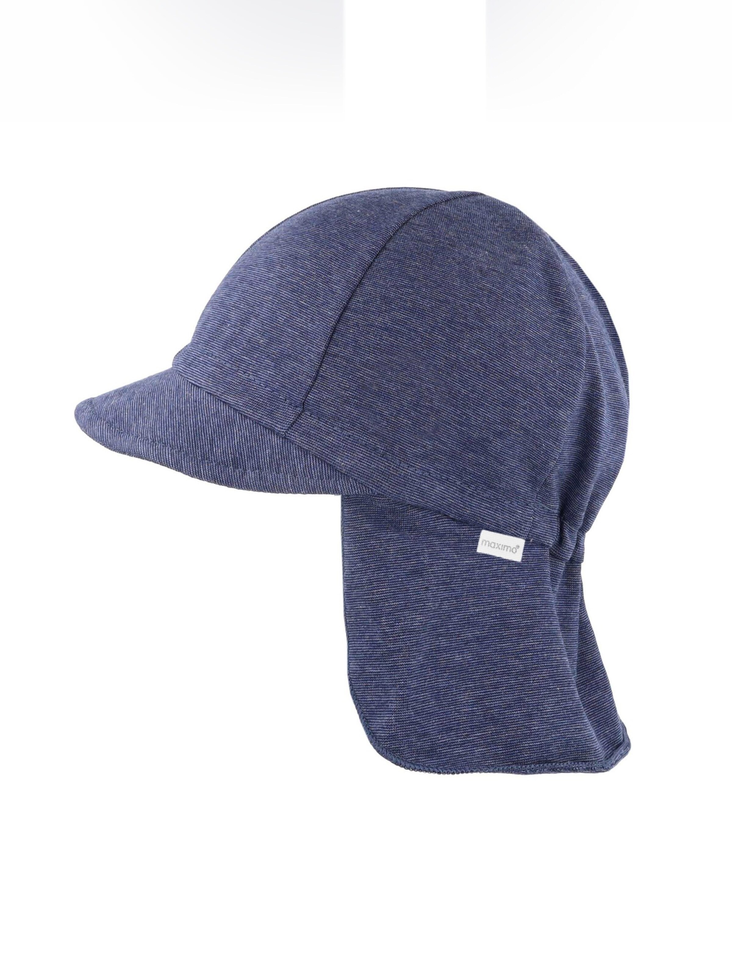 MAXIMO Beanie 'GOTS MINI-Schildmütze, Band Nackenschutz, Microringel, Jersey, UV 50' in Blue