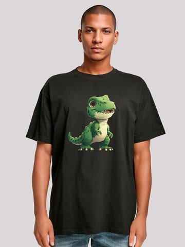 F4NT4STIC Shirt 'Süßer Grüner Dino' in Zwart: voorkant