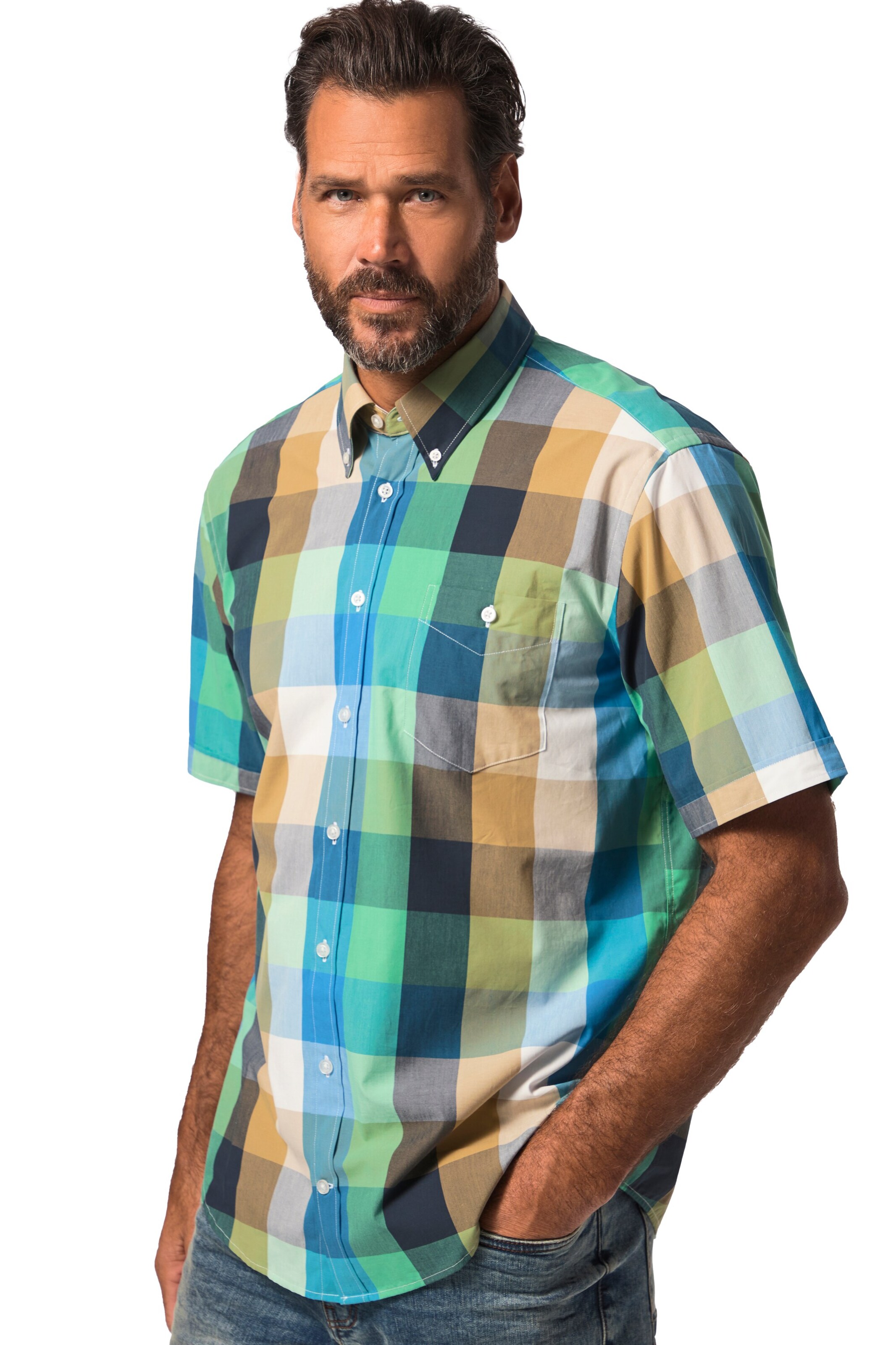 JP1880 Regular fit Button Up Shirt in Blue: front