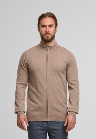 INDICODE JEANS Gebreid vest 'Tinos' in Beige: voorkant