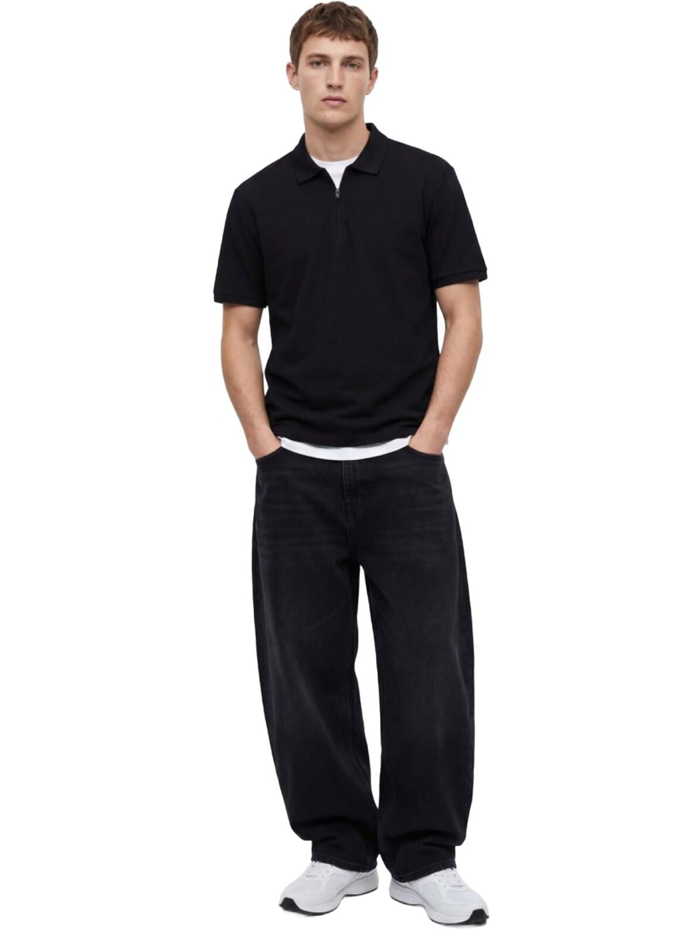 T-Shirt 'Zip Polo Shirt' LTB Jeans en noir : devant