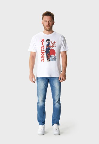 Oldskull Shirt 'Asian Fuji Wave Graphic' in Wit