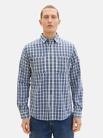 Coupe regular Chemise TOM TAILOR en bleu : devant