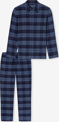 SCHIESSER Long Pajamas 'Selected Premium Warming' in Blue: front