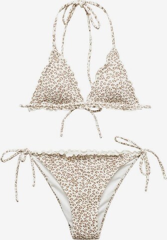 MANGO TEEN Triangle Bikini 'Animal' in White: front