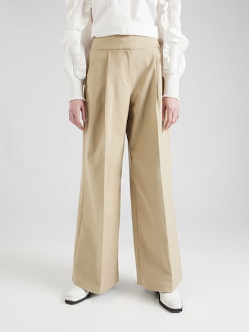 2NDDAY Wide leg Pleat-Front Pants 'Maverick' in Beige: front