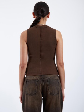 Dr. Denim Top 'Deia Waffle Top'‌‌‌‌‌‌‌‌ in Braun