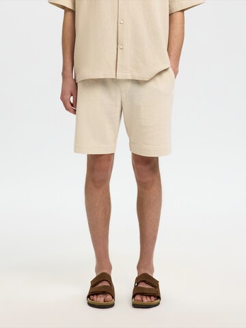 SELECTED Loosefit Byxa 'SLHCAL' i beige: framsida