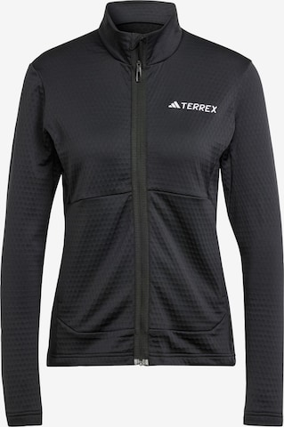 ADIDAS TERREX Athletic Fleece Jacket in Black: front