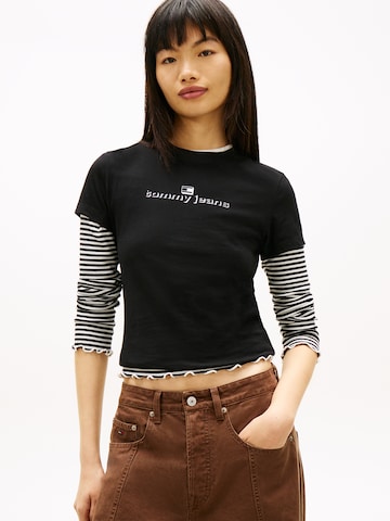 Tommy Jeans - Camisa 'ESS' em preto: frente