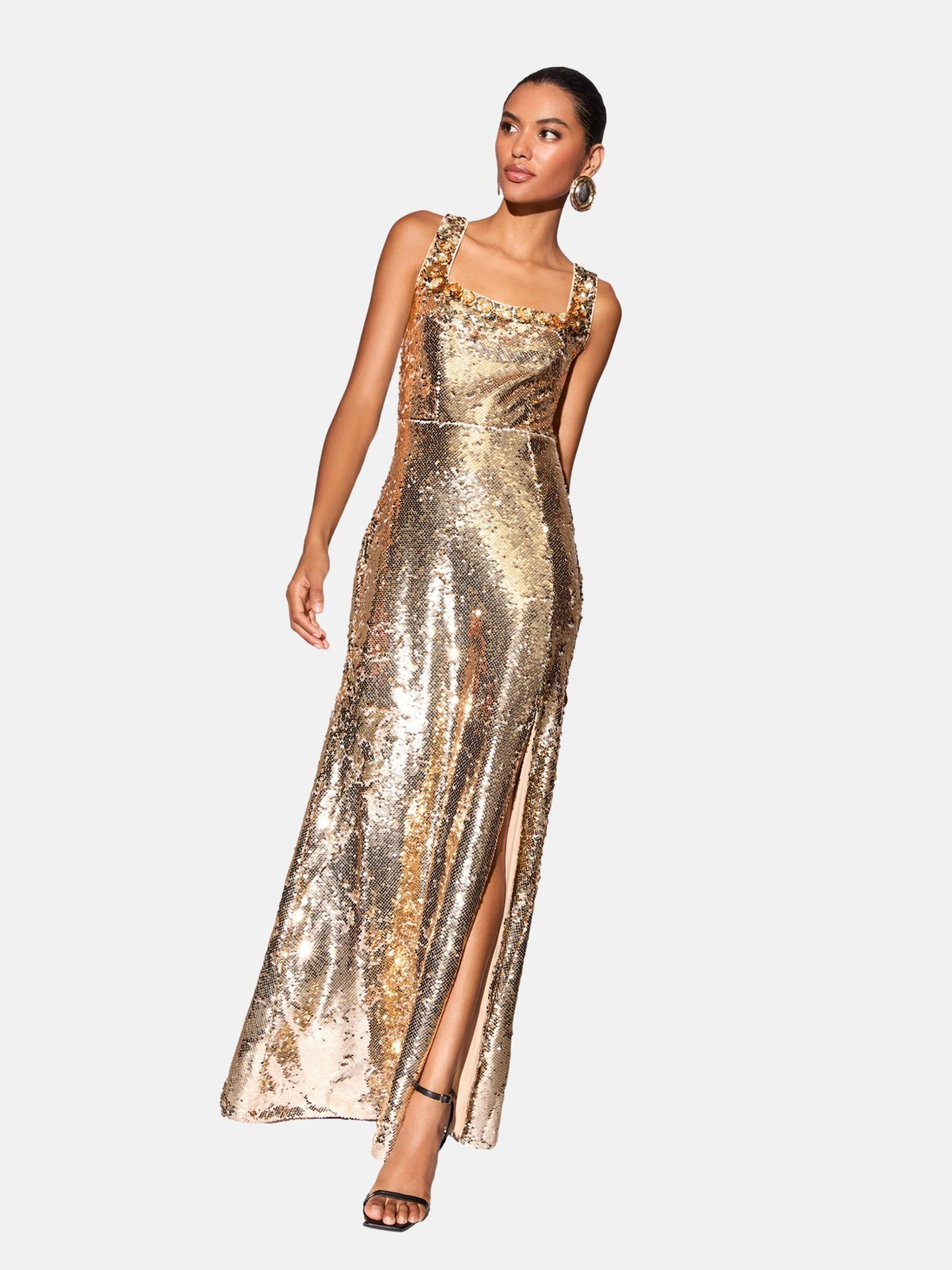 lipsy london gold dress in SHOP > DRESSES > EVENING GOWNS