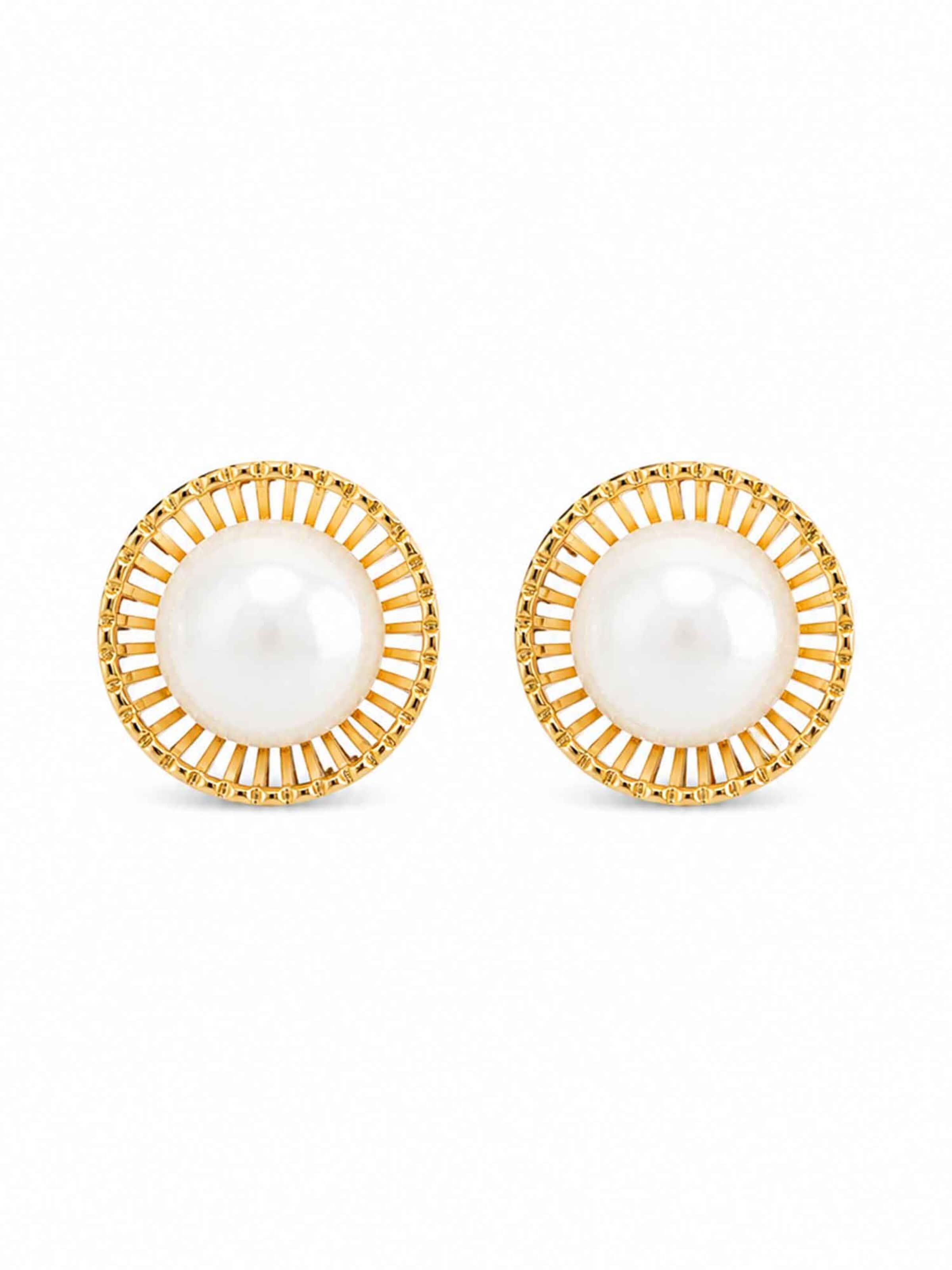 RteRme Náušnice 'Liora Pearl Encased Stud Earrings' – zlatá: přední strana