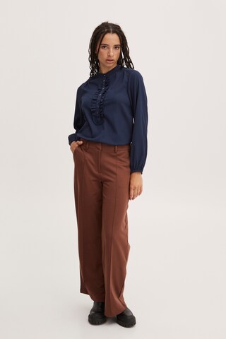 ICHI Wide leg Pantalon 'KATE' in Bruin