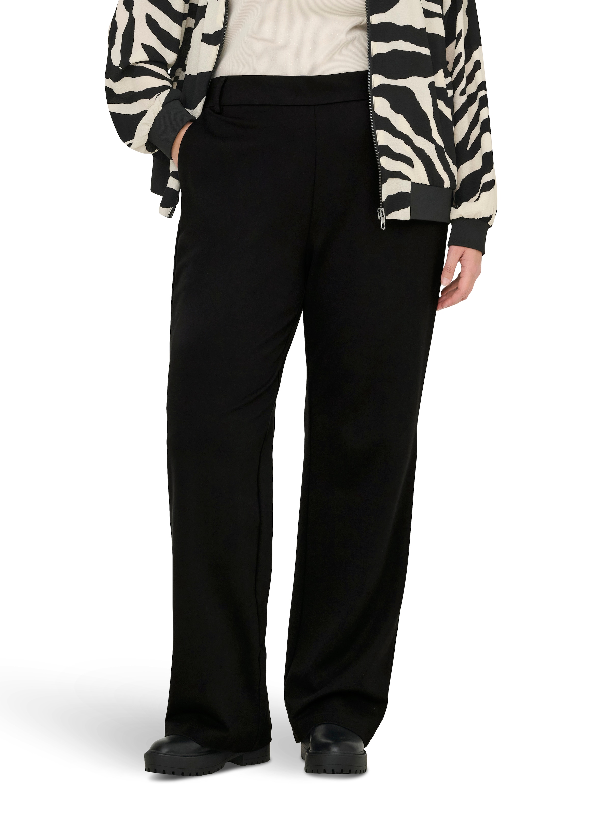 ONLY Carmakoma - Loosefit Pantalón 'CARGoldtrash' en negro: frente