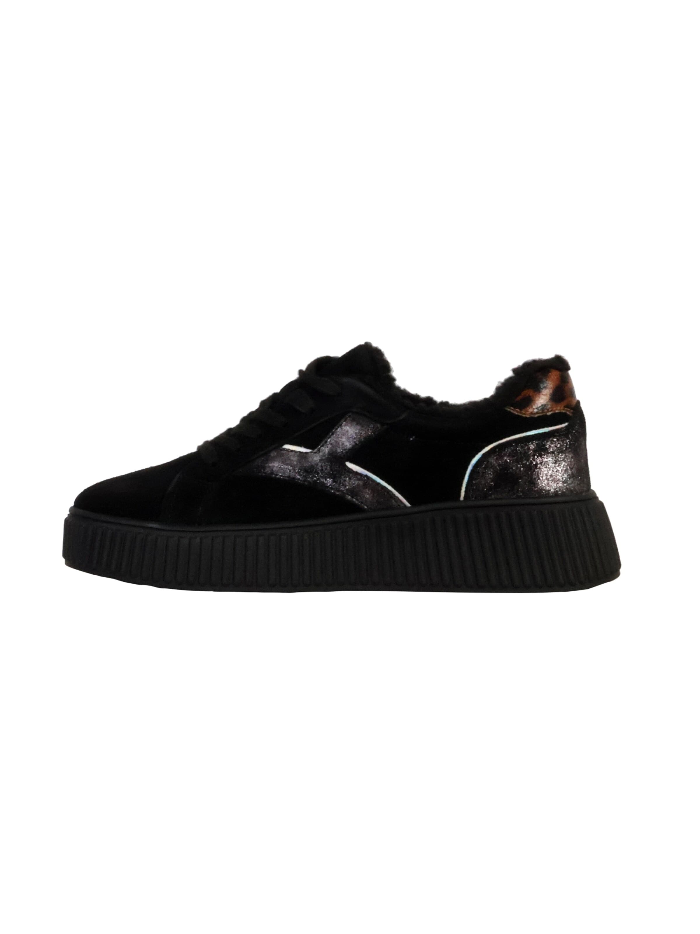 Chaussure de sport à lacets 'Alénoa-Sneaker aus Leder' The Divine Factory en noir : devant
